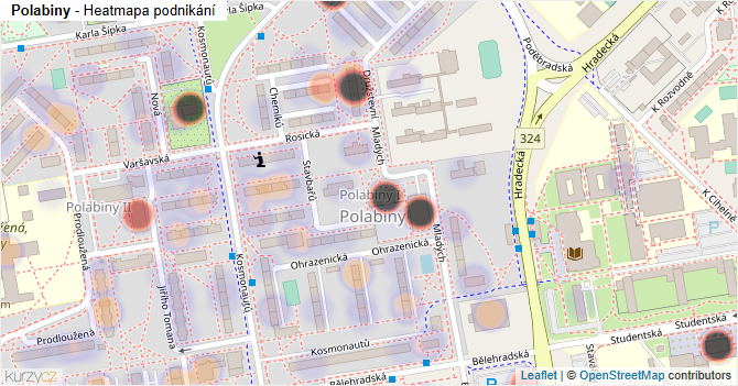 Polabiny - mapa podnikání