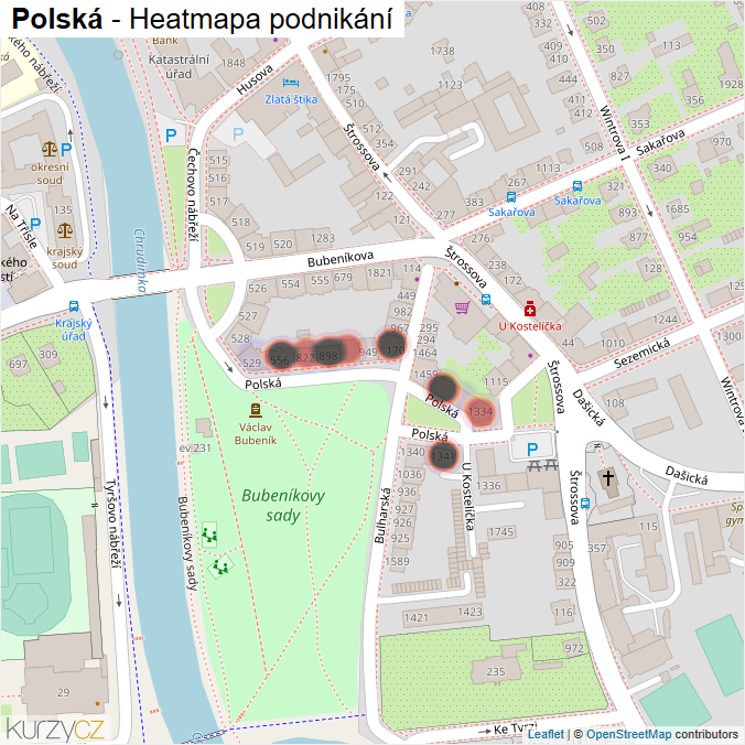 Mapa Polská - Firmy v ulici.