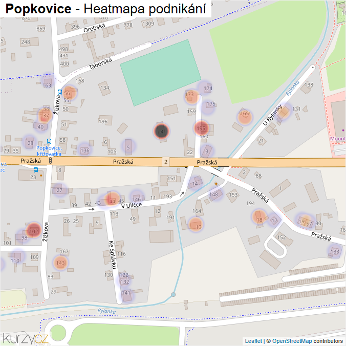 Mapa Popkovice - Firmy v části obce.