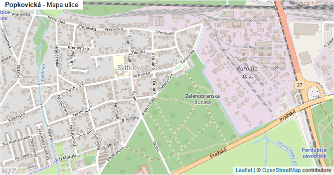 Popkovická - mapa ulice