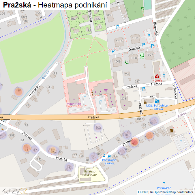 Mapa Pražská - Firmy v ulici.