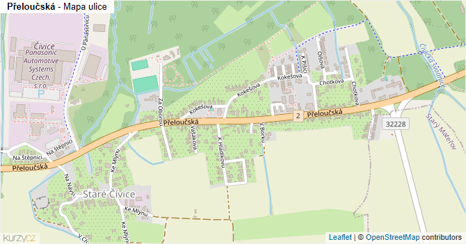 Přeloučská - mapa ulice