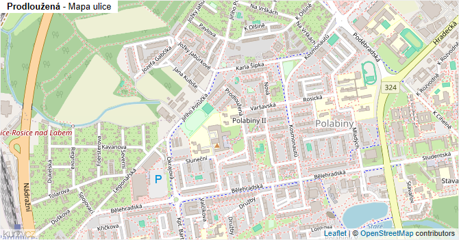 Prodloužená - mapa ulice