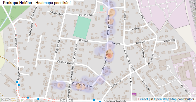 Prokopa Holého - mapa podnikání
