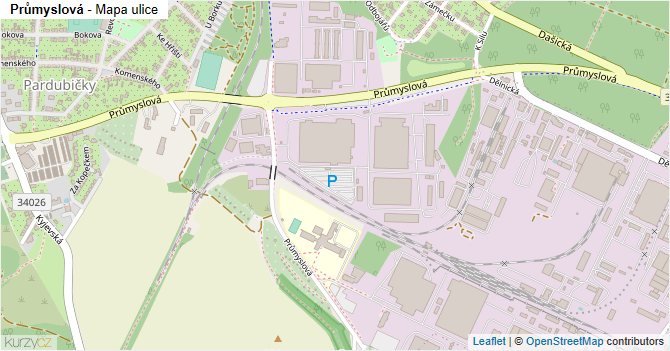 Průmyslová - mapa ulice