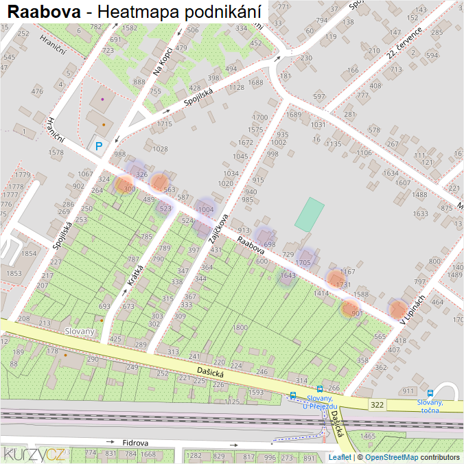 Mapa Raabova - Firmy v ulici.