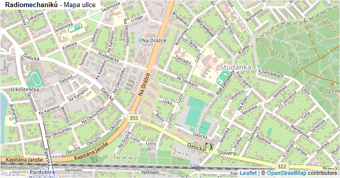 Radiomechaniků - mapa ulice