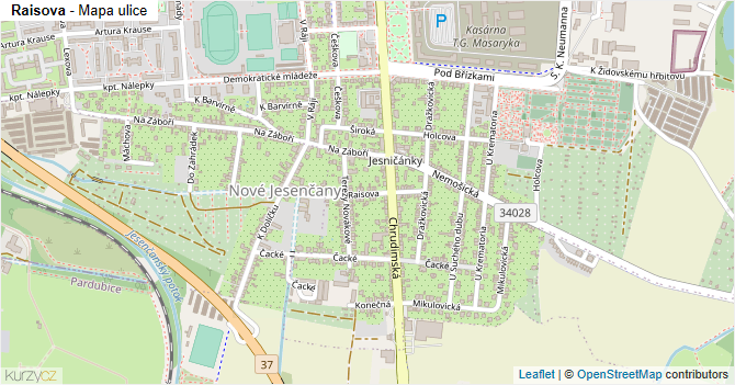 Raisova - mapa ulice