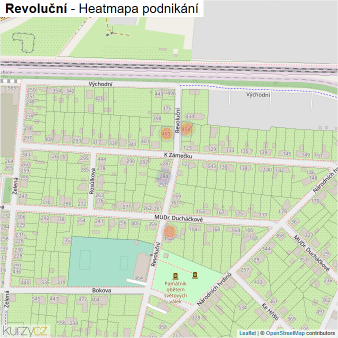 Mapa Revoluční - Firmy v ulici.