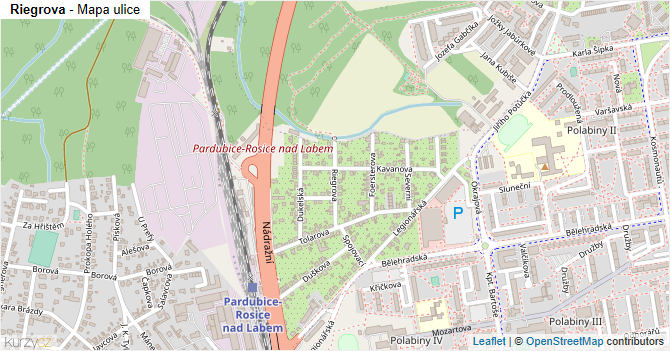Riegrova - mapa ulice