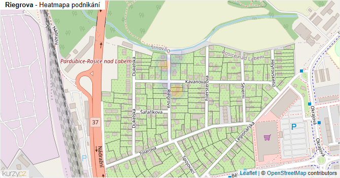Riegrova - mapa podnikání