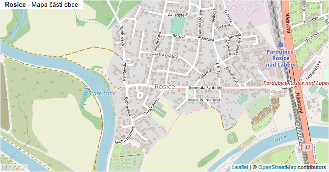 Rosice - mapa části obce