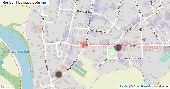 Rosice - mapa podnikání
