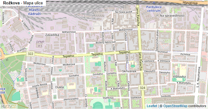 Rožkova - mapa ulice