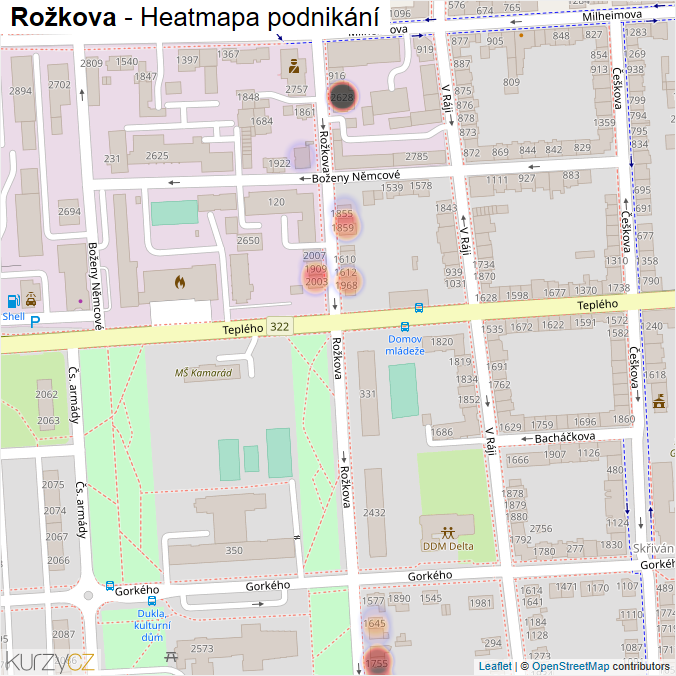 Mapa Rožkova - Firmy v ulici.