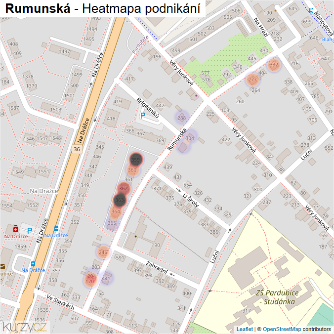 Mapa Rumunská - Firmy v ulici.