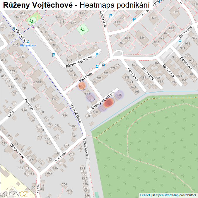 Mapa Růženy Vojtěchové - Firmy v ulici.