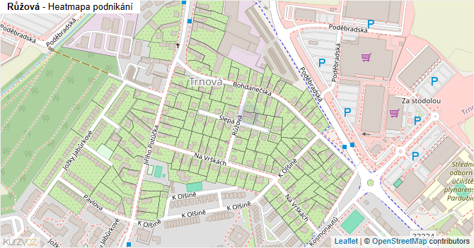 Růžová - mapa podnikání