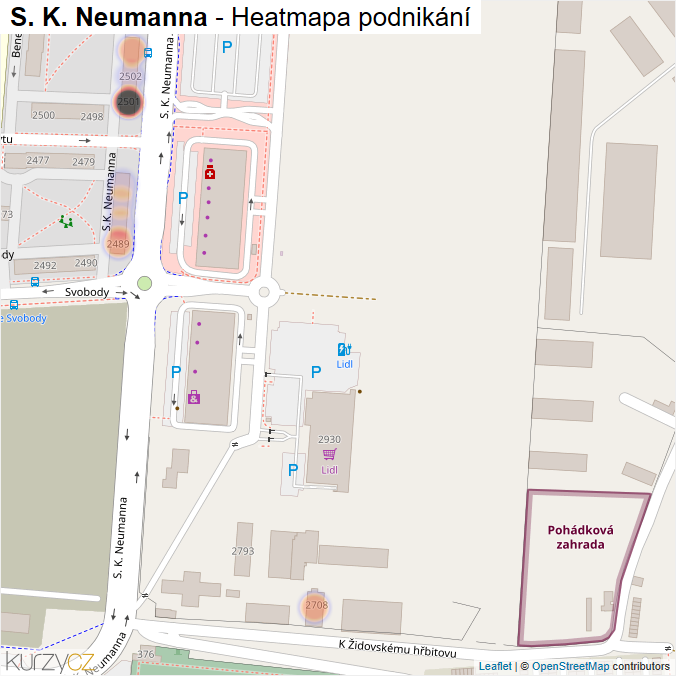 Mapa S. K. Neumanna - Firmy v ulici.