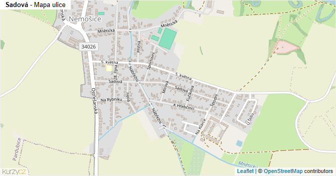 Sadová - mapa ulice