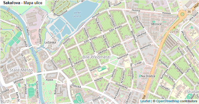 Sakařova - mapa ulice