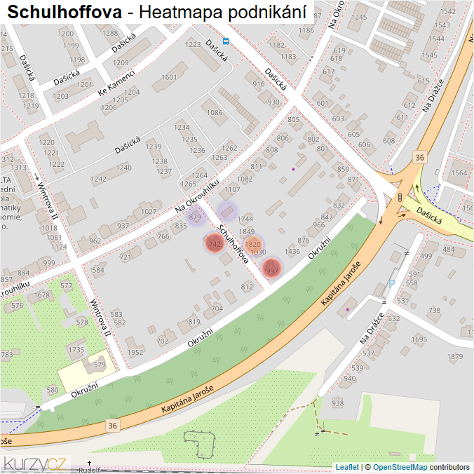 Mapa Schulhoffova - Firmy v ulici.