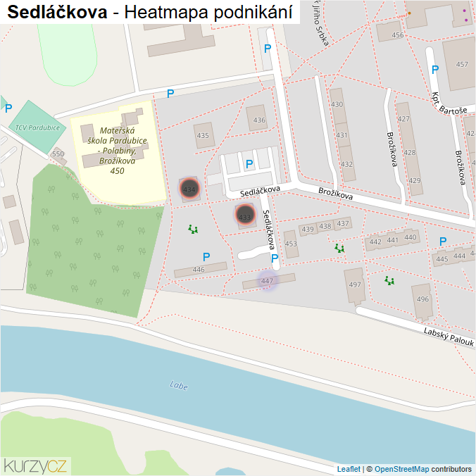 Mapa Sedláčkova - Firmy v ulici.