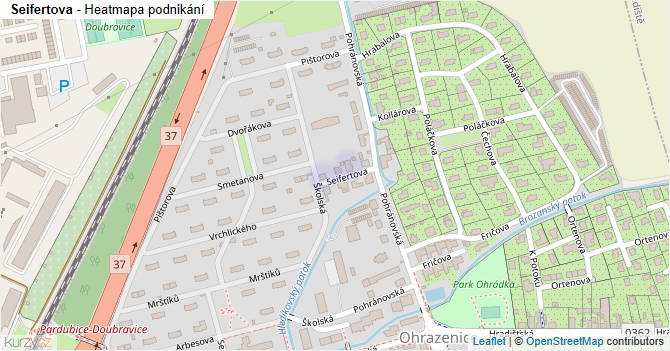 Seifertova - mapa podnikání