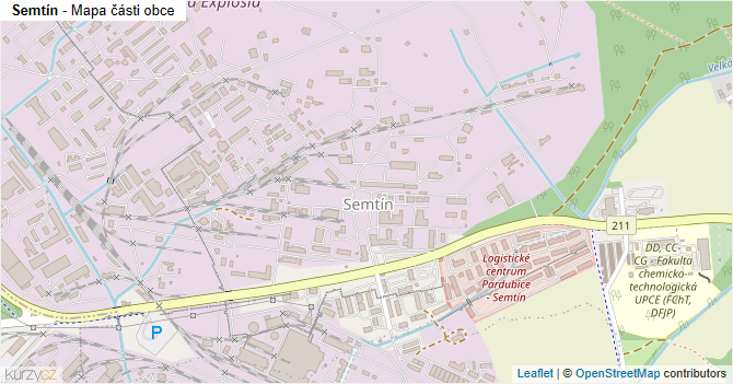Semtín - mapa části obce