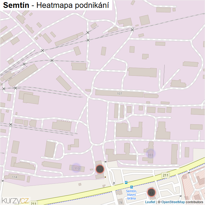 Mapa Semtín - Firmy v části obce.