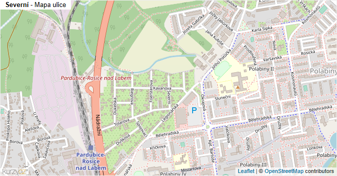 Severní - mapa ulice
