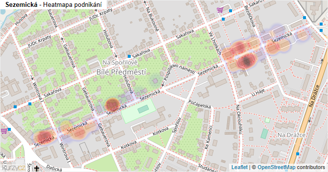 Sezemická - mapa podnikání