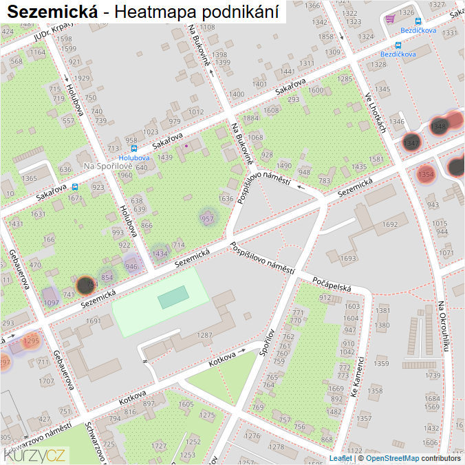 Mapa Sezemická - Firmy v ulici.