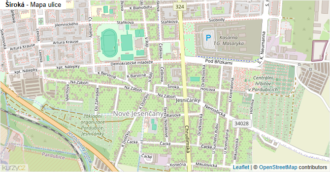 Široká - mapa ulice