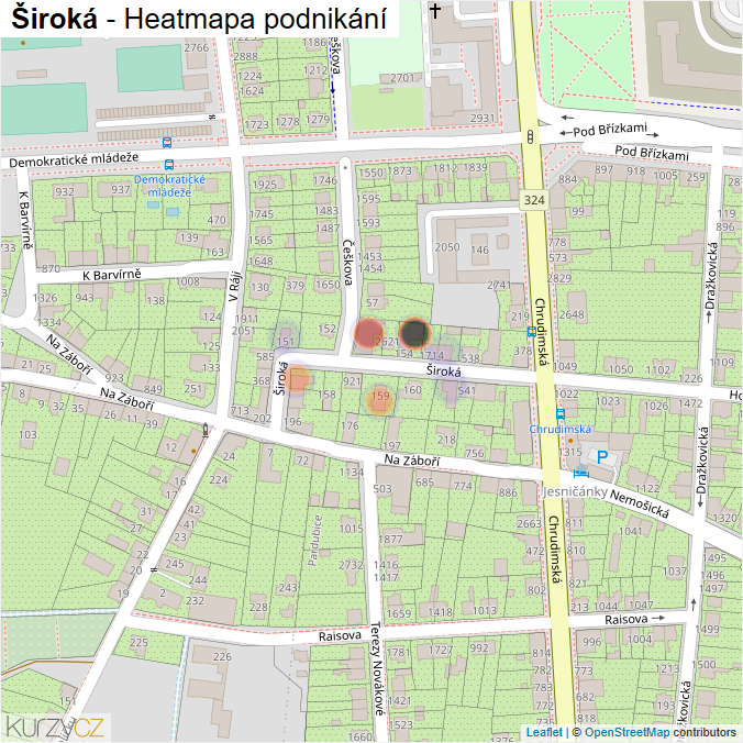 Mapa Široká - Firmy v ulici.