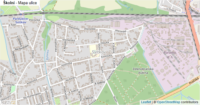Školní - mapa ulice