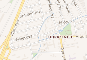 Školská v obci Pardubice - mapa ulice