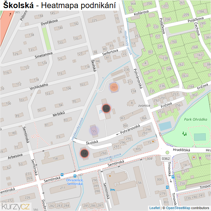 Mapa Školská - Firmy v ulici.