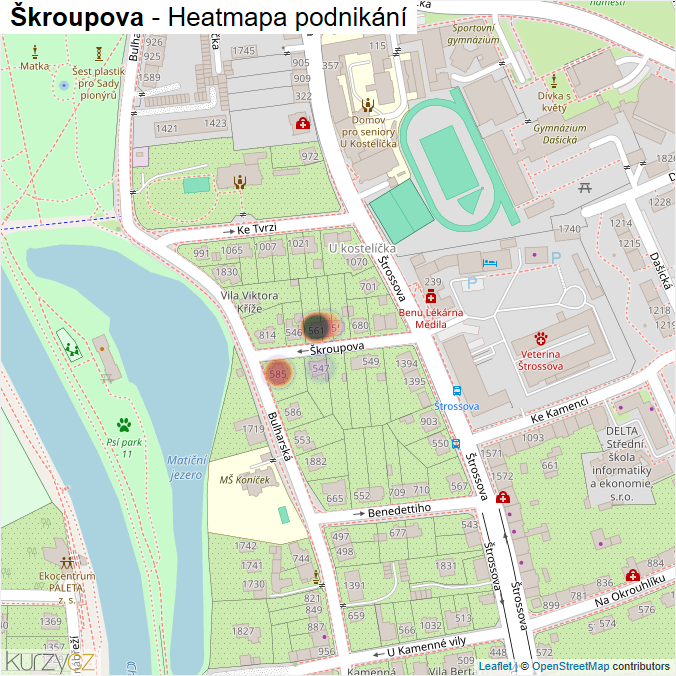Mapa Škroupova - Firmy v ulici.