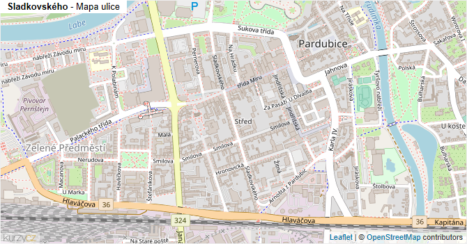 Sladkovského - mapa ulice