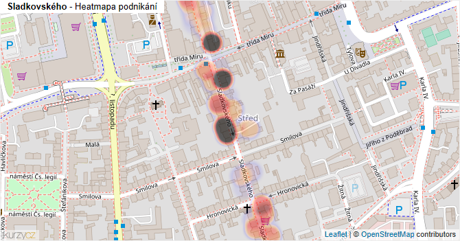 Sladkovského - mapa podnikání
