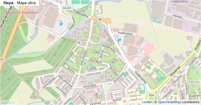 Slepá - mapa ulice