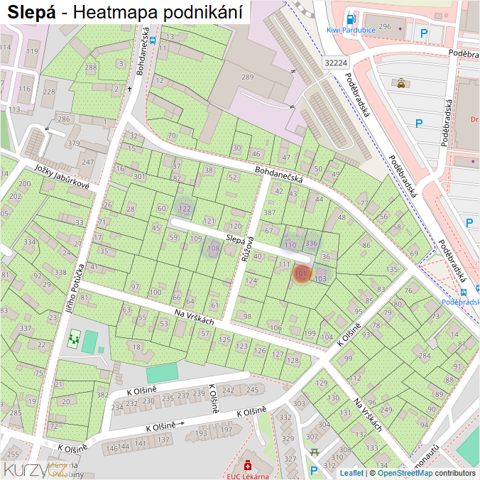Mapa Slepá - Firmy v ulici.