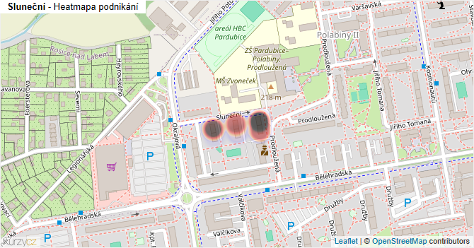 Sluneční - mapa podnikání