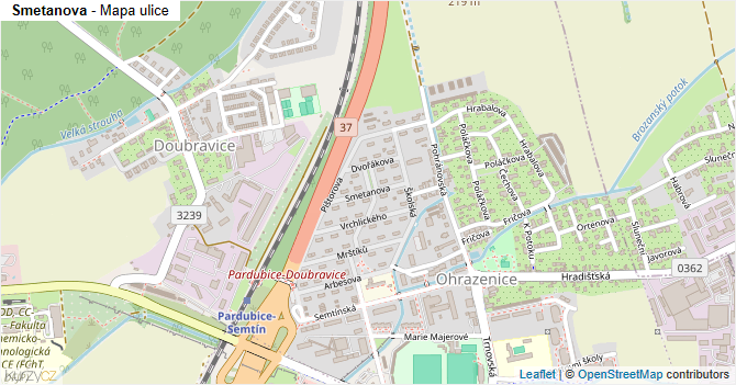 Smetanova - mapa ulice