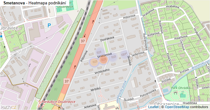 Smetanova - mapa podnikání