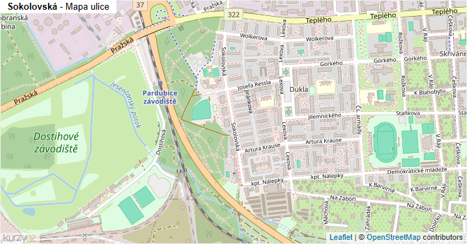 Sokolovská - mapa ulice