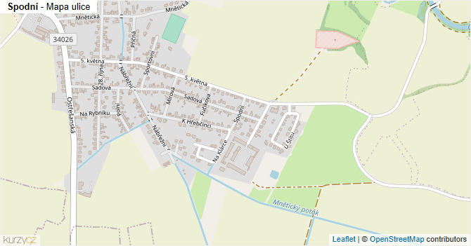 Spodní - mapa ulice