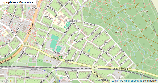 Spojilská - mapa ulice