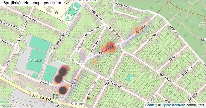 Spojilská - mapa podnikání